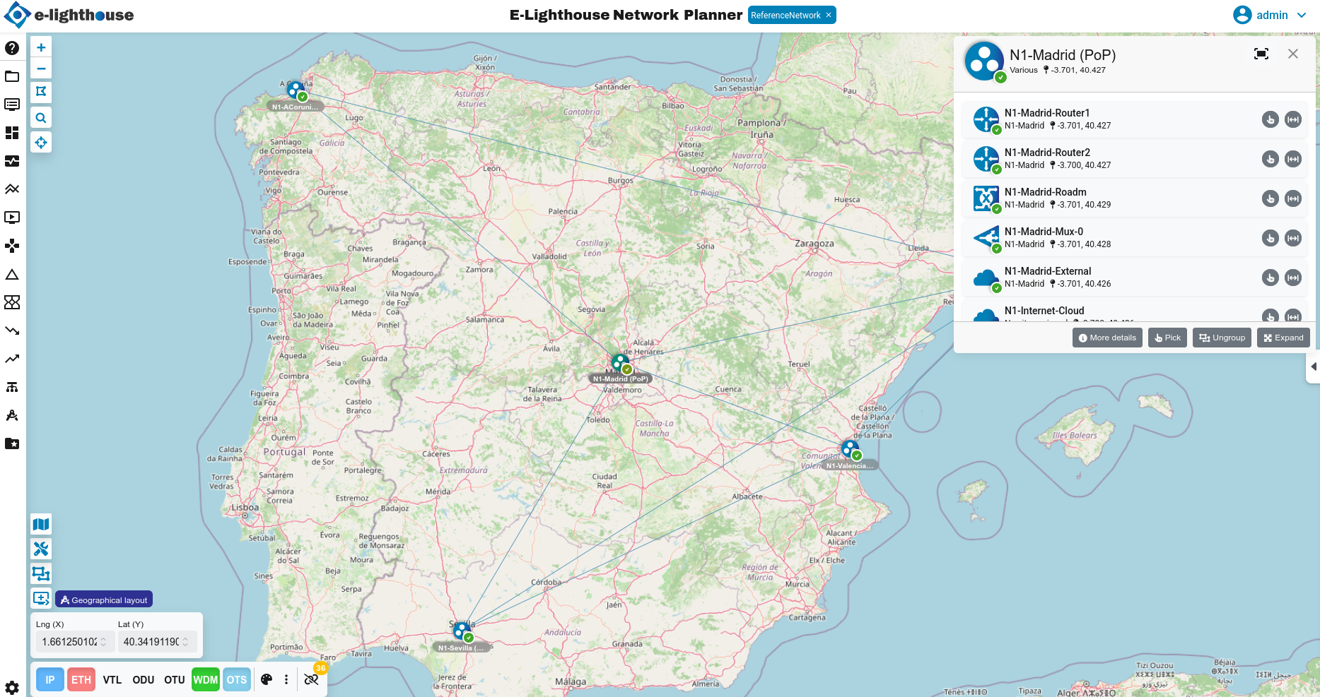 E-Lighthouse Network Planner interface overview